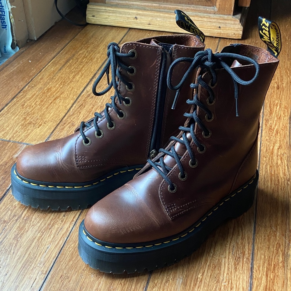 Dr. Martens Brown Combat Boots - Picture 2 of 6